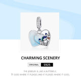 925 Sterling Silver Charming Scenery Heart Pendant For Diy Bracelet Or Necklace