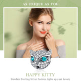 925 Sterling Silver Cat Beaded Bracelet With Diamond Star Beads