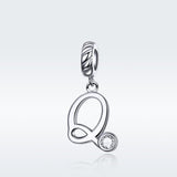 925 Sterling Silver Personalized Letter Pendant For Diy Bracelets & Necklaces Style - Q