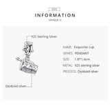 925 Sterling Silver Glass Pendant For Diy Bracelets & Necklaces