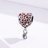 925 Sterling Silver Red Heart Beads For Diy Bracelets & Necklaces