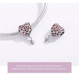 925 Sterling Silver Red Heart Beads For Diy Bracelets & Necklaces