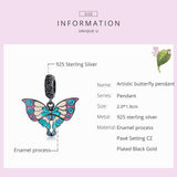 925 Sterling Silver Artistic Butterfly Pendant For Diy Bracelets & Necklaces