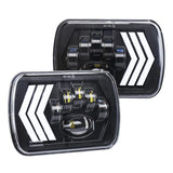 2 Pcs 5X7 Inch Car Modified Red Background Led Square Headlamp For Jeep Wrangler