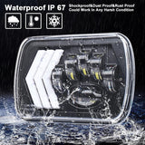 2 Pcs 5X7 Inch Car Modified Red Background Led Square Headlamp For Jeep Wrangler