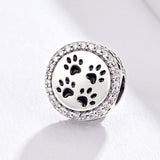 925 Sterling Silver Pet Paw Print Beads For Diy Bracelets & Necklaces