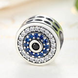 925 Sterling Silver Blue Eye Inlaid Bead Bracelet
