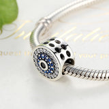 925 Sterling Silver Blue Eye Inlaid Bead Bracelet