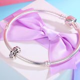 925 Sterling Silver Cat Heart Diamond Bead Bracelet / Necklace Accessory