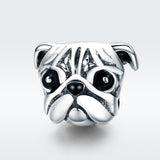 925 Sterling Silver Pug Diamond Bead Bracelet Accessory