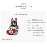 925 Sterling Silver Christmas Sock Cat Beads For Diy Bracelets & Necklaces