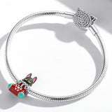 925 Sterling Silver Christmas Sock Cat Beads For Diy Bracelets & Necklaces