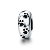 925 Sterling Silver Pet Imprint Diamond Bead Bracelet Accessory