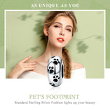 925 Sterling Silver Pet Imprint Diamond Bead Bracelet Accessory