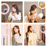 26cm Dimmable Led Ring Light with Tripod and Phone Clamp - Black