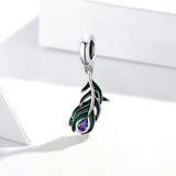 925 Sterling Silver Peacock Feather Pendant For Diy Bracelet Or Necklace