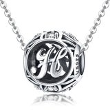 925 Sterling Silver 26 English Letter Beads For Diy Bracelets & Necklaces Style - H