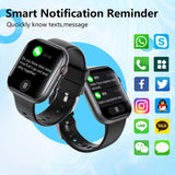 2.1 Inch Screen Smart Watch With Blood Sugar / Blood Oxygen Monitoring / Sos Alarm / 100+ Sports Modes - Black 3-Bead Steel - Black Bamboo