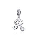 925 Sterling Silver Personalized Letter Pendant For Diy Bracelets & Necklaces Style - R