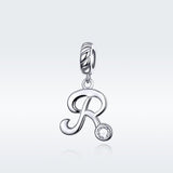 925 Sterling Silver Personalized Letter Pendant For Diy Bracelets & Necklaces Style - R