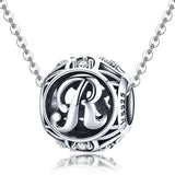 925 Sterling Silver 26 English Letter Beads For Diy Bracelets & Necklaces Style - R