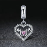 925 Sterling Silver Love Mother Heart Pendant For Diy Bracelets & Necklaces