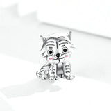 925 Sterling Silver Tiger Bead Pendant For Diy Bracelets & Necklaces