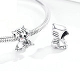 925 Sterling Silver Tiger Bead Pendant For Diy Bracelets & Necklaces
