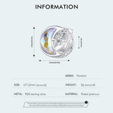 925 Sterling Silver Cat Moon Pendant For Diy Bracelets