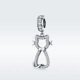 925 Sterling Silver Zircon Cat Pendant For Bracelet Diy Accessory