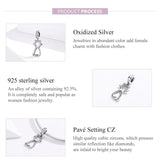 925 Sterling Silver Zircon Cat Pendant For Bracelet Diy Accessory