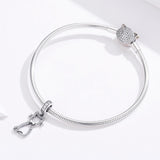 925 Sterling Silver Zircon Cat Pendant For Bracelet Diy Accessory