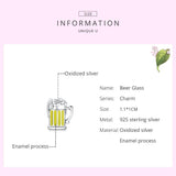 925 Sterling Silver Beer Mug Beads For Diy Bracelets & Necklaces