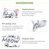 925 Sterling Silver Adorable Cat Charm For Diy Bracelets & Necklaces