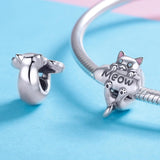 925 Sterling Silver Adorable Cat Charm For Diy Bracelets & Necklaces