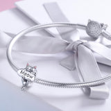 925 Sterling Silver Adorable Cat Charm For Diy Bracelets & Necklaces