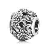 925 Sterling Silver Embossed Flower Beads For Diy Bracelets & Necklaces