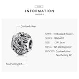 925 Sterling Silver Embossed Flower Beads For Diy Bracelets & Necklaces