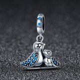 925 Sterling Silver Blue Gem Bird Bracelet Inlay