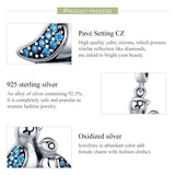 925 Sterling Silver Blue Gem Bird Bracelet Inlay