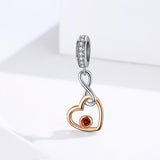 925 Sterling Silver Rose Gold Heart Pendant For Diy Bracelet Or Necklace