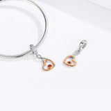 925 Sterling Silver Rose Gold Heart Pendant For Diy Bracelet Or Necklace