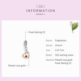 925 Sterling Silver Rose Gold Heart Pendant For Diy Bracelet Or Necklace