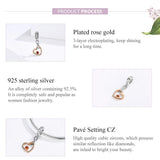 925 Sterling Silver Rose Gold Heart Pendant For Diy Bracelet Or Necklace