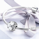 925 Sterling Silver Diamond Petal Bead Bracelet Happiness