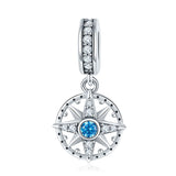 925 Sterling Silver Compass Pendant Necklace