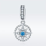 925 Sterling Silver Compass Pendant Necklace