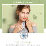 925 Sterling Silver Compass Pendant Necklace