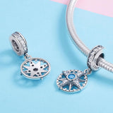 925 Sterling Silver Compass Pendant Necklace