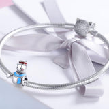 925 Sterling Silver Snowman Bead Pendant For Diy Bracelets & Necklaces